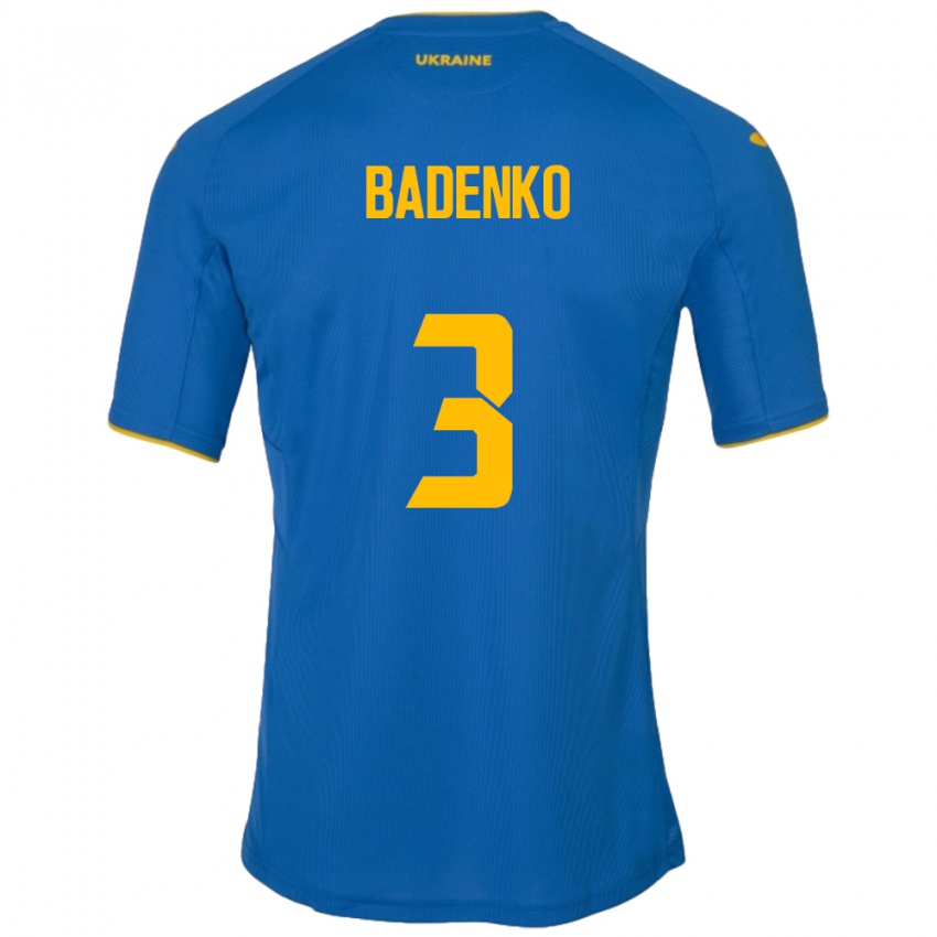 Kinder Ukraine Ilya Badenko #3 Blau Auswärtstrikot Trikot 24-26 T-Shirt Belgien