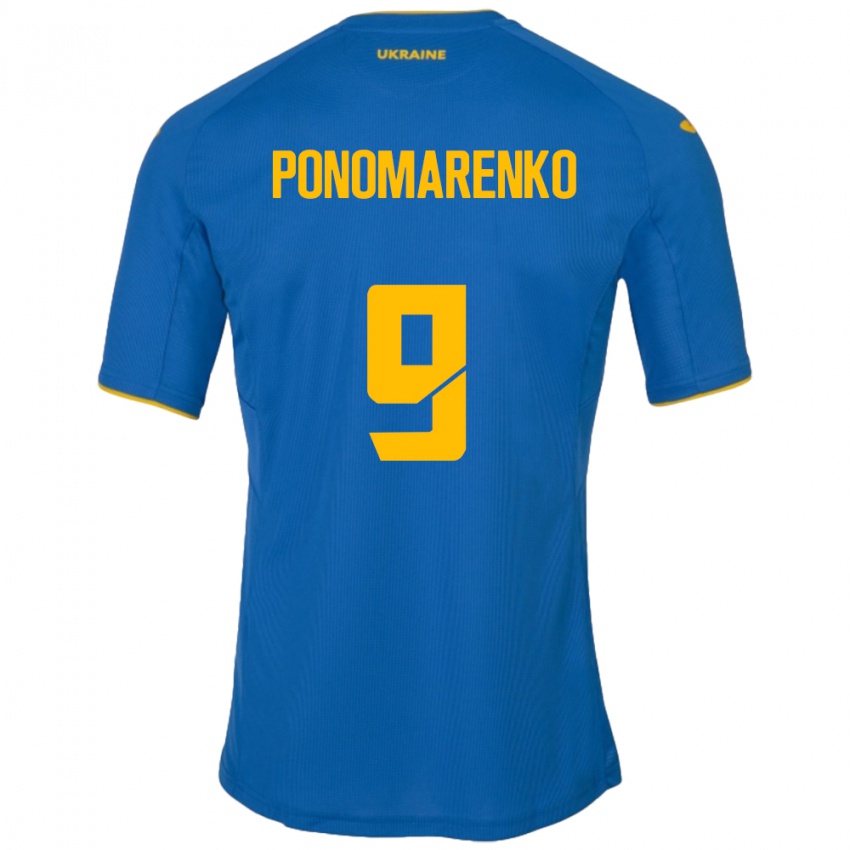 Kinder Ukraine Matviy Ponomarenko #9 Blau Auswärtstrikot Trikot 24-26 T-Shirt Belgien