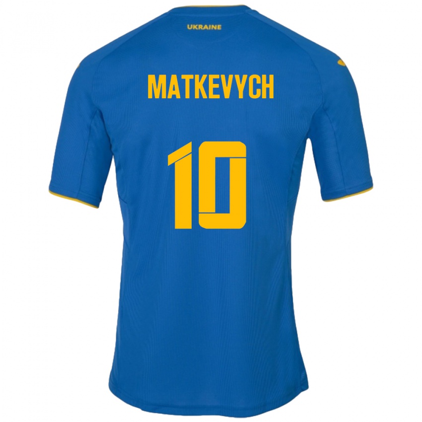 Kinder Ukraine Andriy Matkevych #10 Blau Auswärtstrikot Trikot 24-26 T-Shirt Belgien