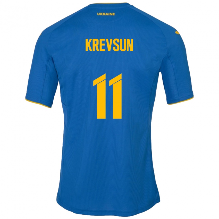 Kinder Ukraine Danylo Krevsun #11 Blau Auswärtstrikot Trikot 24-26 T-Shirt Belgien