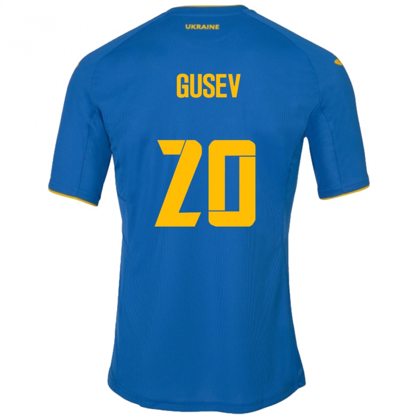 Kinder Ukraine Oleksiy Gusev #20 Blau Auswärtstrikot Trikot 24-26 T-Shirt Belgien