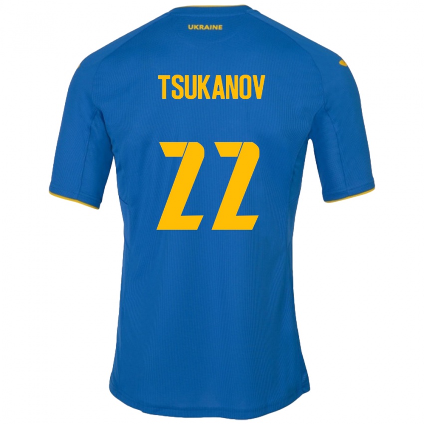 Kinder Ukraine Viktor Tsukanov #22 Blau Auswärtstrikot Trikot 24-26 T-Shirt Belgien