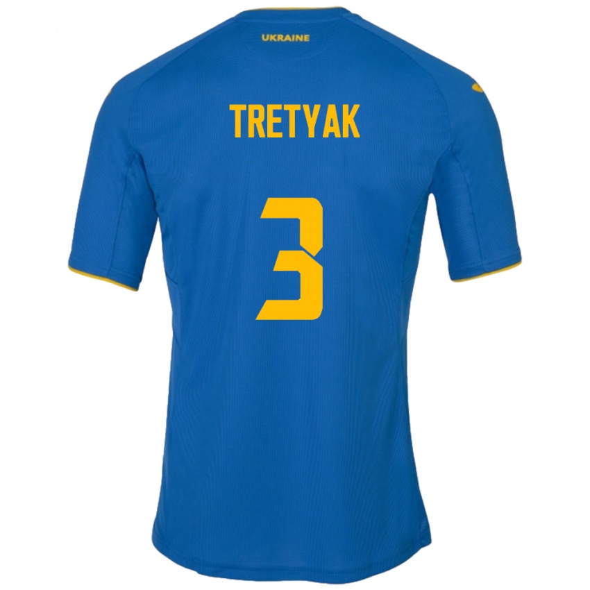 Kinder Ukraine Demyan Tretyak #3 Blau Auswärtstrikot Trikot 24-26 T-Shirt Belgien