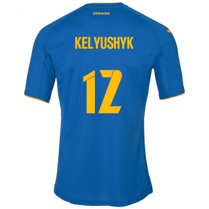 Kinder Ukraine Darya Kelyushyk #12 Blau Auswärtstrikot Trikot 24-26 T-Shirt Belgien