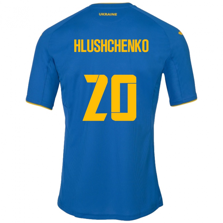 Kinder Ukraine Inna Hlushchenko #20 Blau Auswärtstrikot Trikot 24-26 T-Shirt Belgien