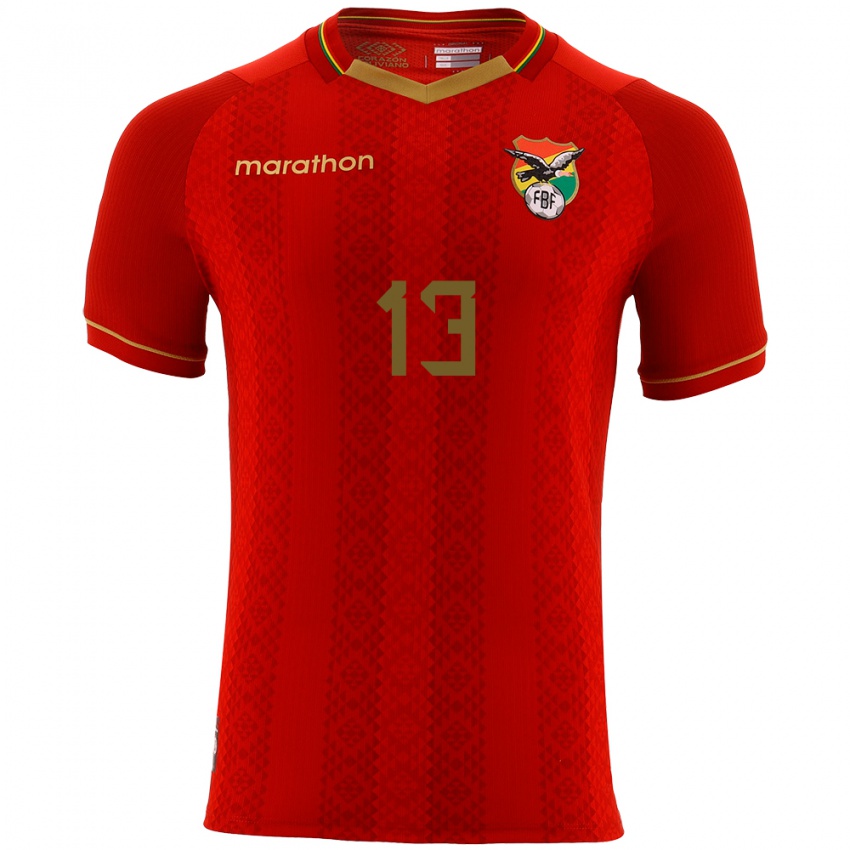 Kinder Bolivien Sebastian Altamirano #13 Rot Auswärtstrikot Trikot 24-26 T-Shirt Belgien