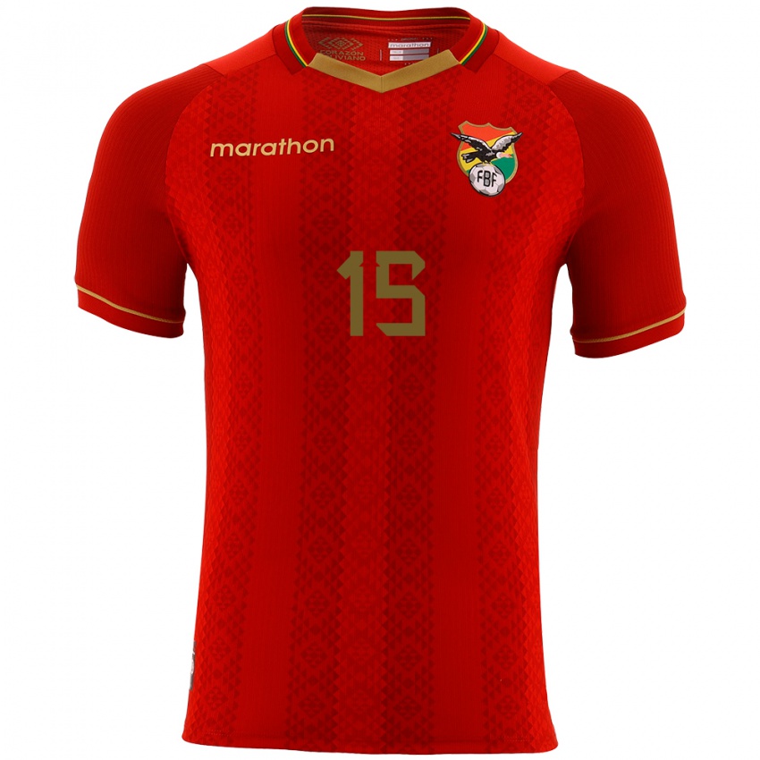 Kinder Bolivien Gabriel Villamíl #15 Rot Auswärtstrikot Trikot 24-26 T-Shirt Belgien