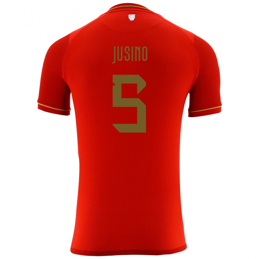 Kinder Bolivien Adrián Jusino #5 Rot Auswärtstrikot Trikot 24-26 T-Shirt Belgien