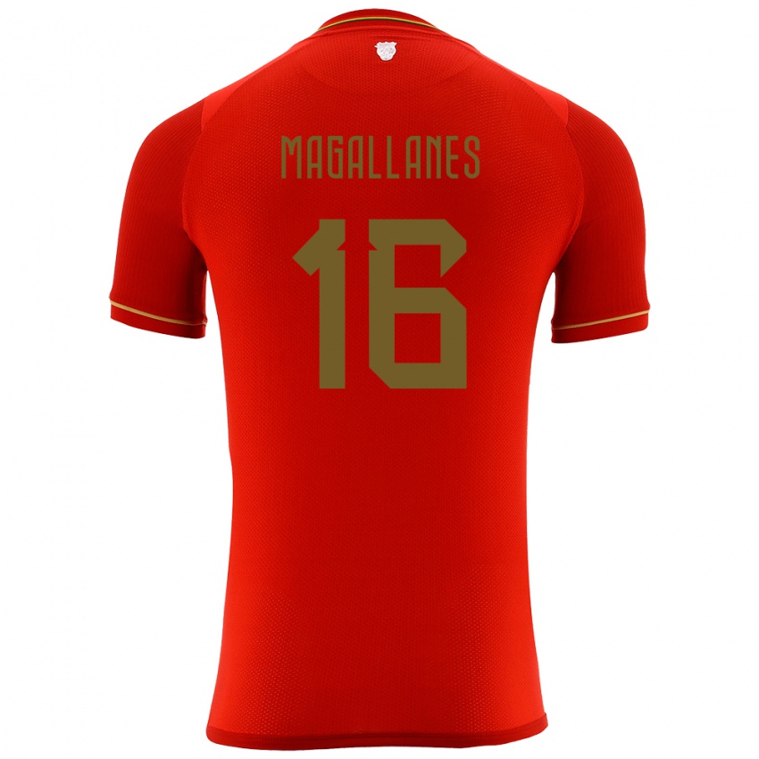 Kinder Bolivien Juan Magallanes #16 Rot Auswärtstrikot Trikot 24-26 T-Shirt Belgien