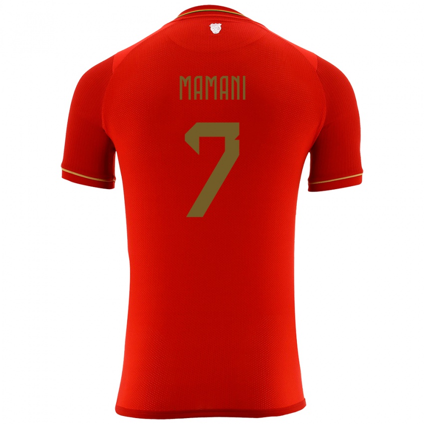 Kinder Bolivien Braian Mamani #7 Rot Auswärtstrikot Trikot 24-26 T-Shirt Belgien