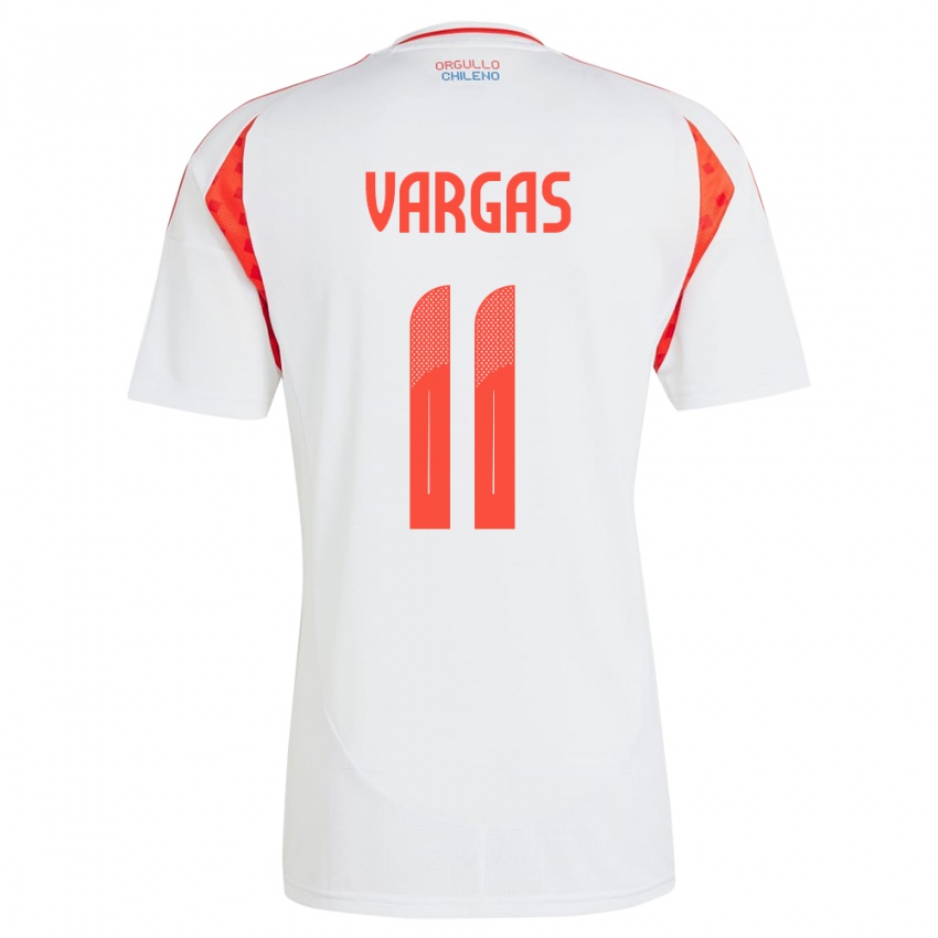 Kinder Chile Eduardo Vargas #11 Weiß Auswärtstrikot Trikot 24-26 T-Shirt Belgien