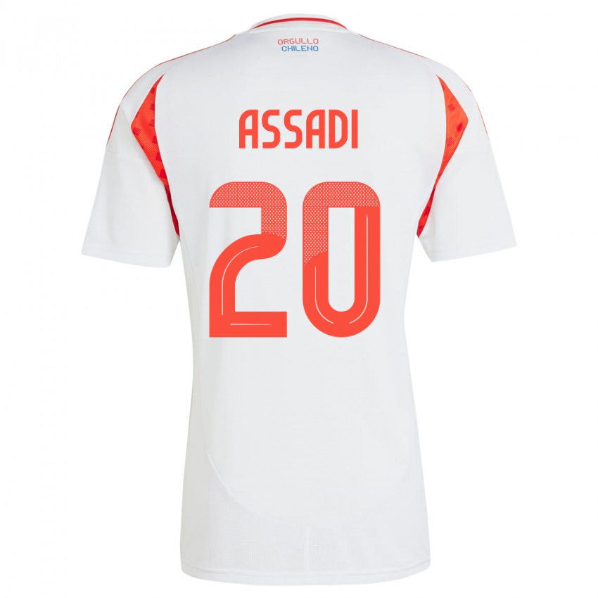 Kinder Chile Lucas Assadi #20 Weiß Auswärtstrikot Trikot 24-26 T-Shirt Belgien