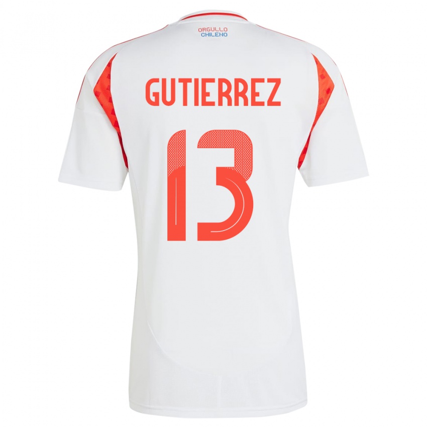 Enfant Maillot Chili Daniel Gutiérrez #13 Blanc Tenues Extérieur 24-26 T-Shirt Belgique