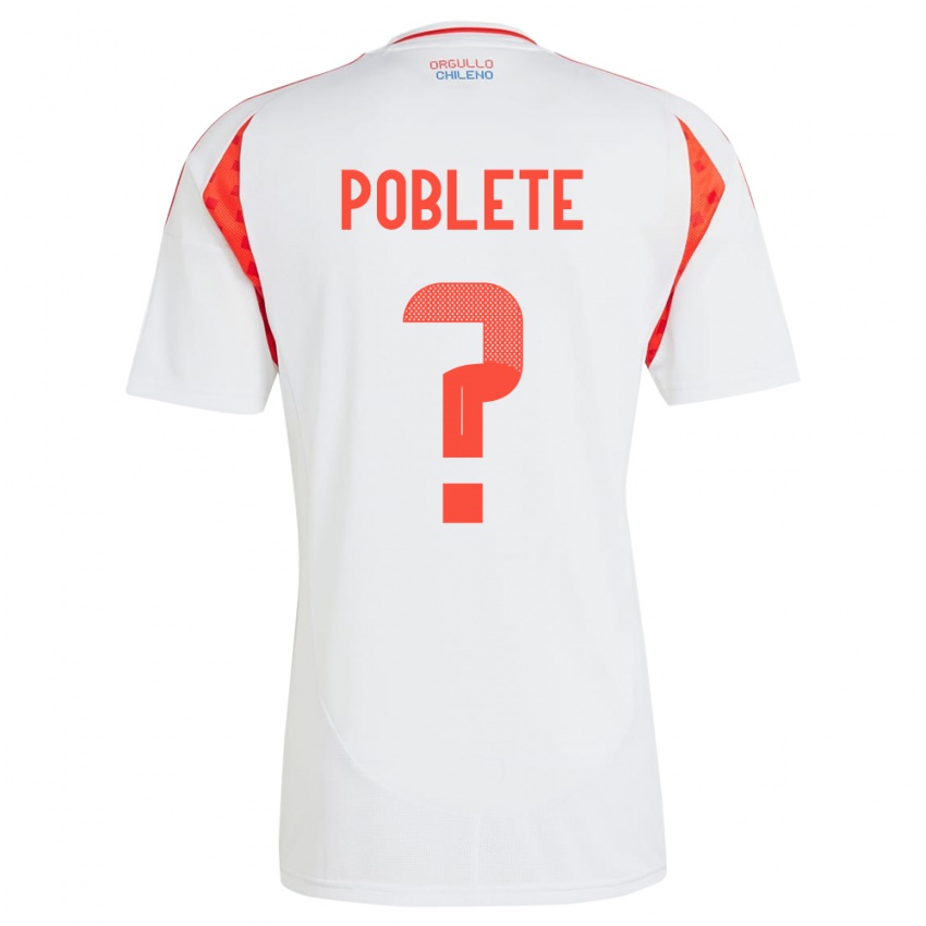 Kinder Chile José Poblete #0 Weiß Auswärtstrikot Trikot 24-26 T-Shirt Belgien