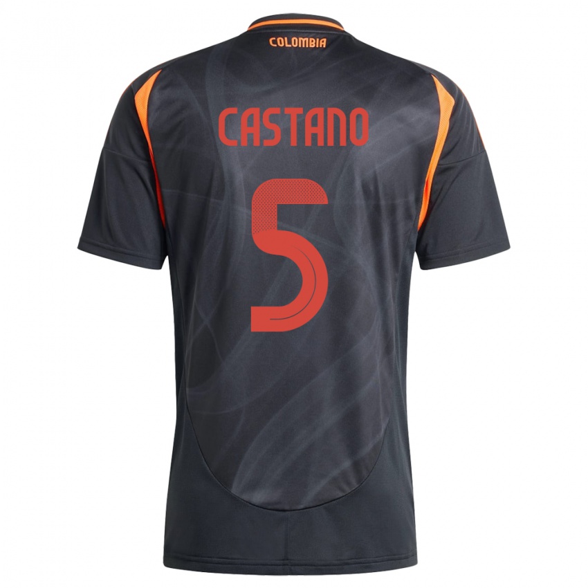 Kinder Kolumbien Kevin Castaño #5 Schwarz Auswärtstrikot Trikot 24-26 T-Shirt Belgien