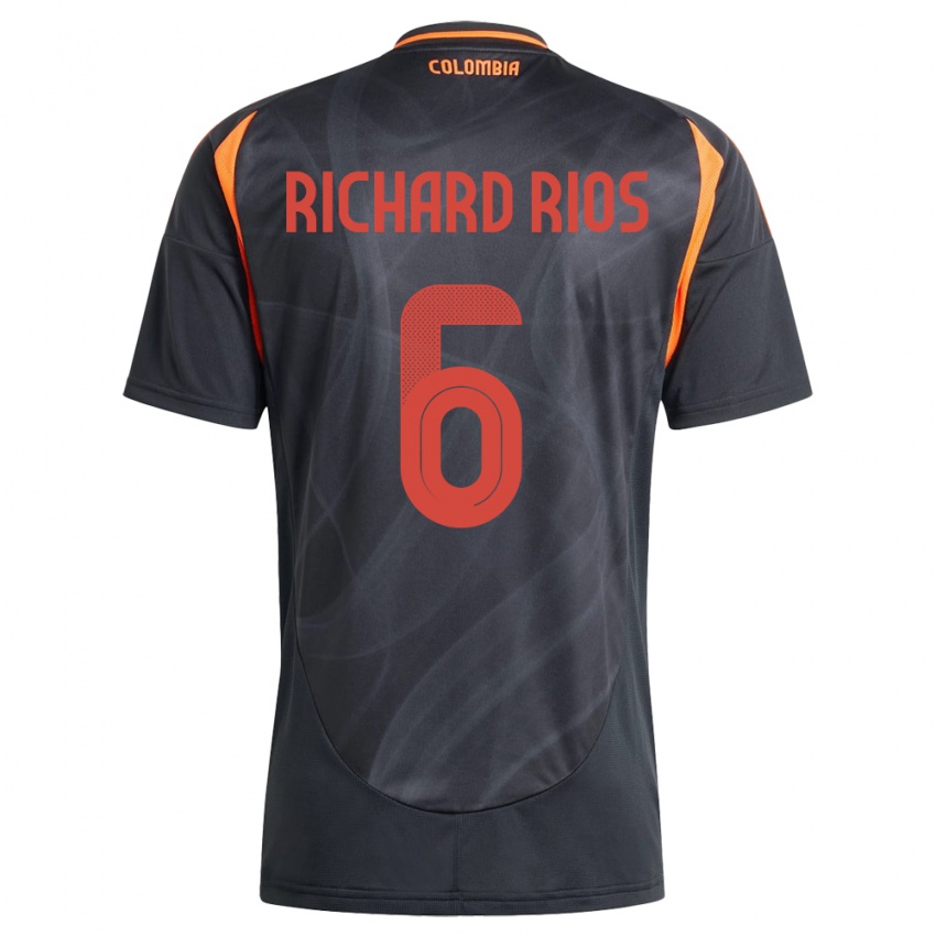 Kinder Kolumbien Richard Ríos #6 Schwarz Auswärtstrikot Trikot 24-26 T-Shirt Belgien