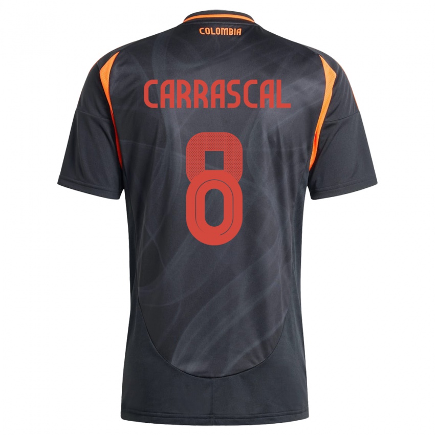 Kinder Kolumbien Jorge Carrascal #8 Schwarz Auswärtstrikot Trikot 24-26 T-Shirt Belgien