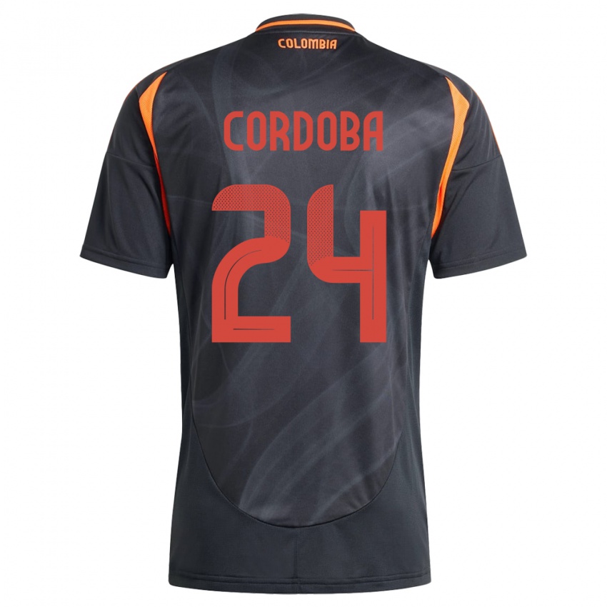 Kinder Kolumbien Jhon Córdoba #24 Schwarz Auswärtstrikot Trikot 24-26 T-Shirt Belgien