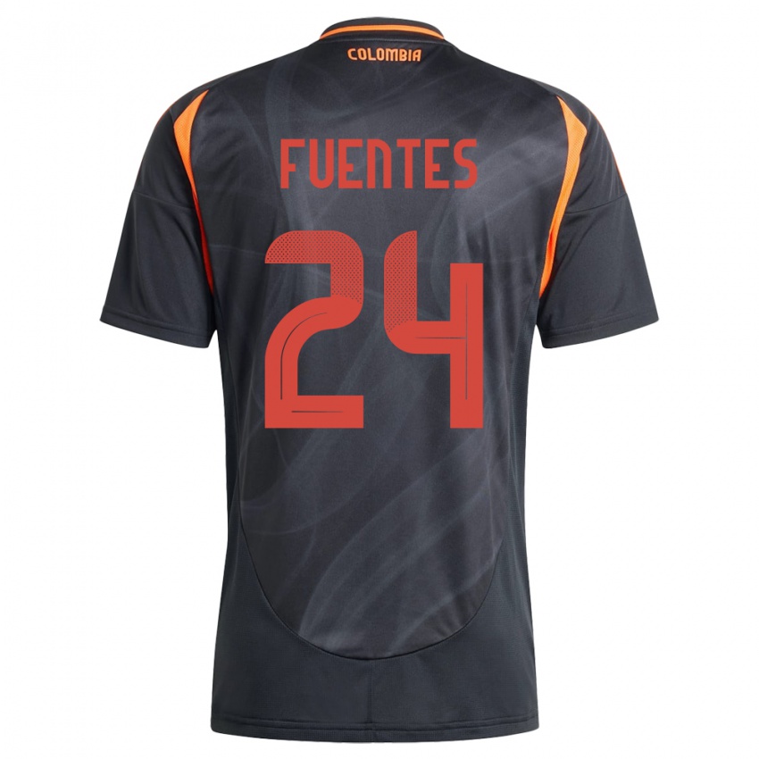 Kinder Kolumbien Gabriel Fuentes #24 Schwarz Auswärtstrikot Trikot 24-26 T-Shirt Belgien