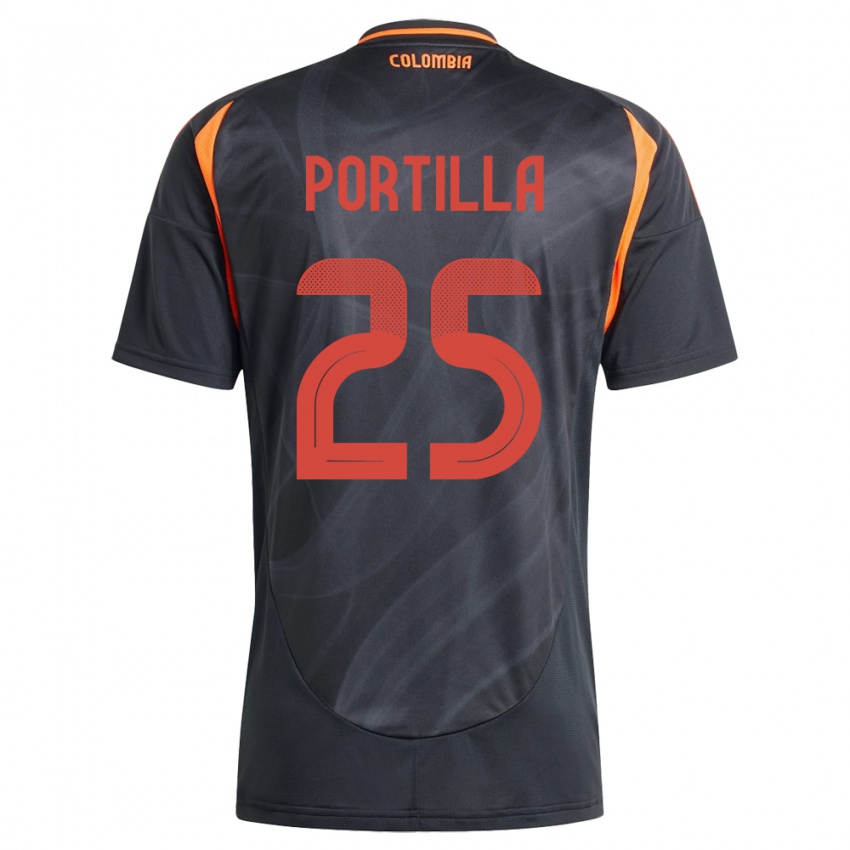 Kinder Kolumbien Juan Portilla #25 Schwarz Auswärtstrikot Trikot 24-26 T-Shirt Belgien