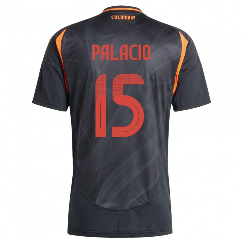 Enfant Maillot Colombie Nelson Palacio #15 Noir Tenues Extérieur 24-26 T-Shirt Belgique