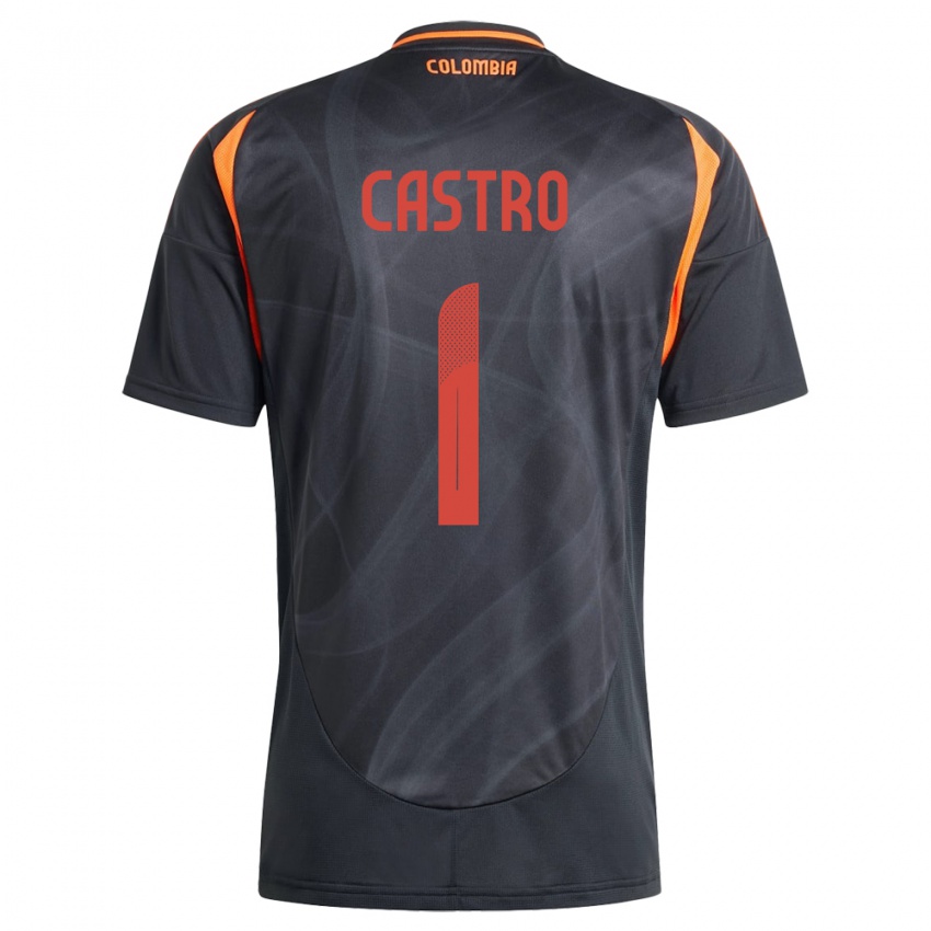 Kinder Kolumbien Danny Castro #1 Schwarz Auswärtstrikot Trikot 24-26 T-Shirt Belgien