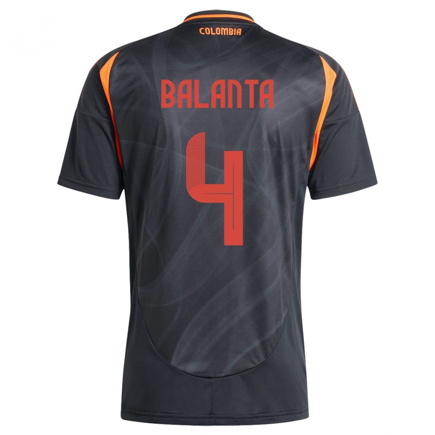 Kinder Kolumbien Marlon Balanta #4 Schwarz Auswärtstrikot Trikot 24-26 T-Shirt Belgien