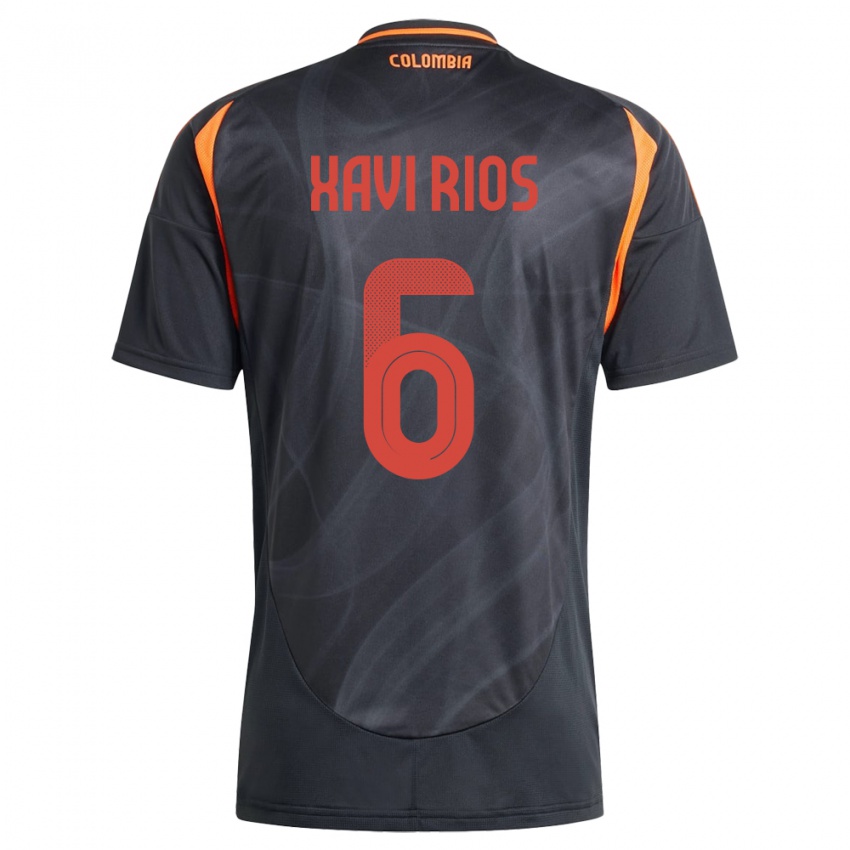 Kinder Kolumbien Xavi Ríos #6 Schwarz Auswärtstrikot Trikot 24-26 T-Shirt Belgien