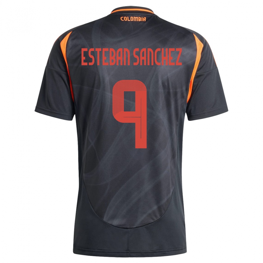 Kinder Kolumbien Juan Esteban Sánchez #9 Schwarz Auswärtstrikot Trikot 24-26 T-Shirt Belgien