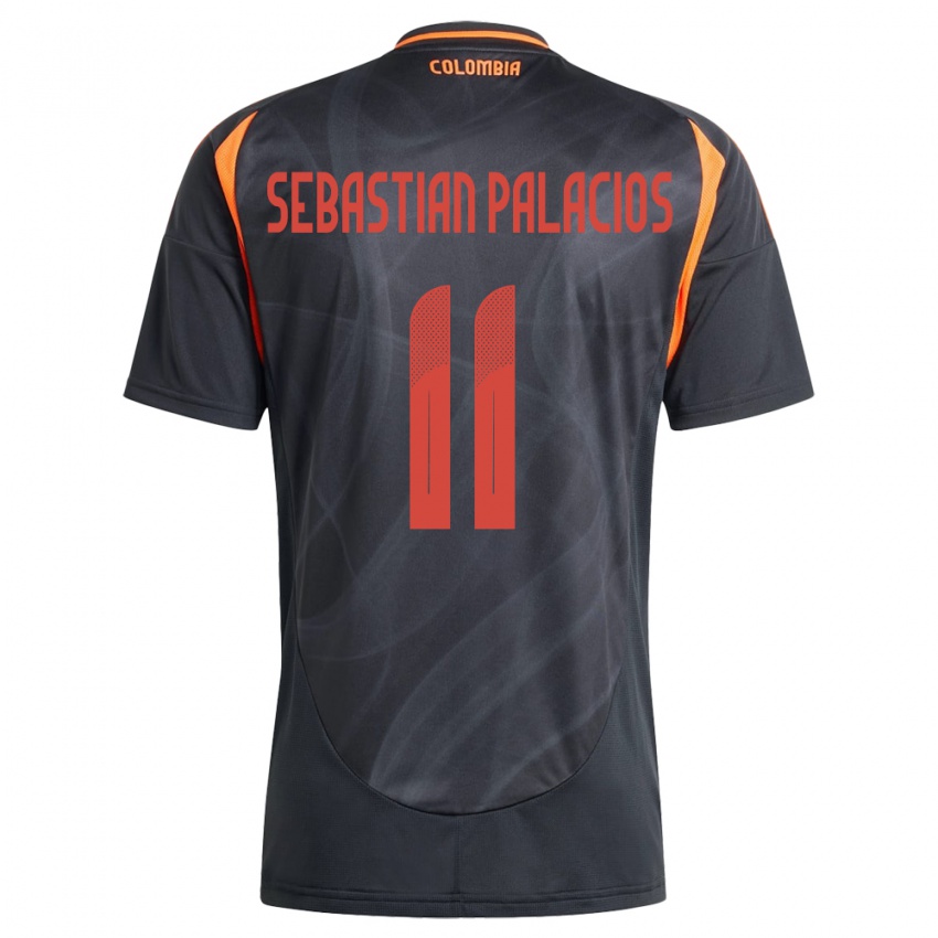 Kinder Kolumbien Juan Sebastián Palacios #11 Schwarz Auswärtstrikot Trikot 24-26 T-Shirt Belgien