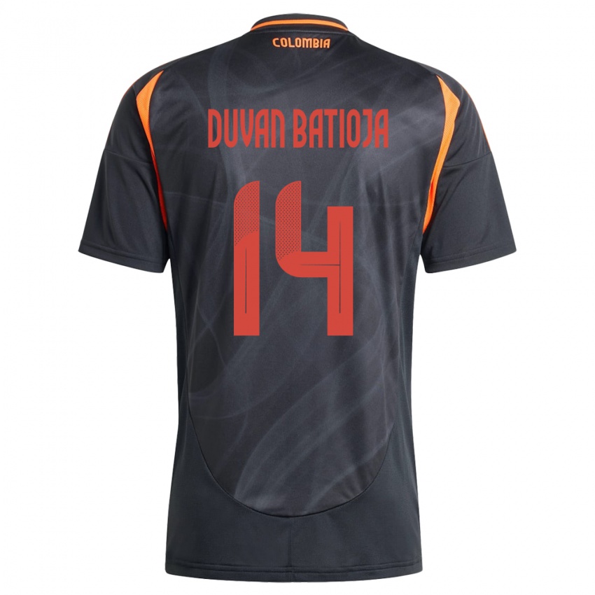 Kinder Kolumbien Andy Duván Batioja #14 Schwarz Auswärtstrikot Trikot 24-26 T-Shirt Belgien