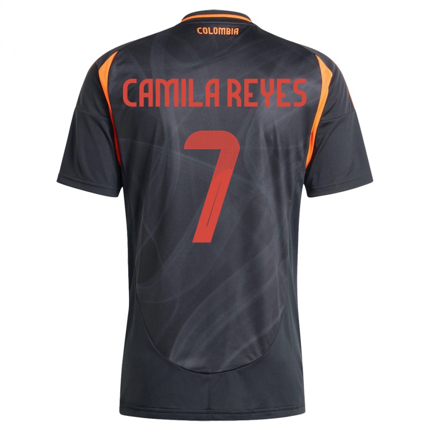 Kinder Kolumbien María Camila Reyes #7 Schwarz Auswärtstrikot Trikot 24-26 T-Shirt Belgien