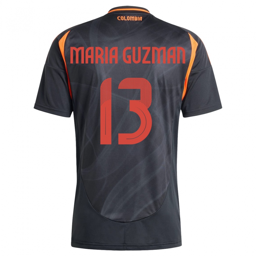 Kinder Kolumbien Ana María Guzmán #13 Schwarz Auswärtstrikot Trikot 24-26 T-Shirt Belgien