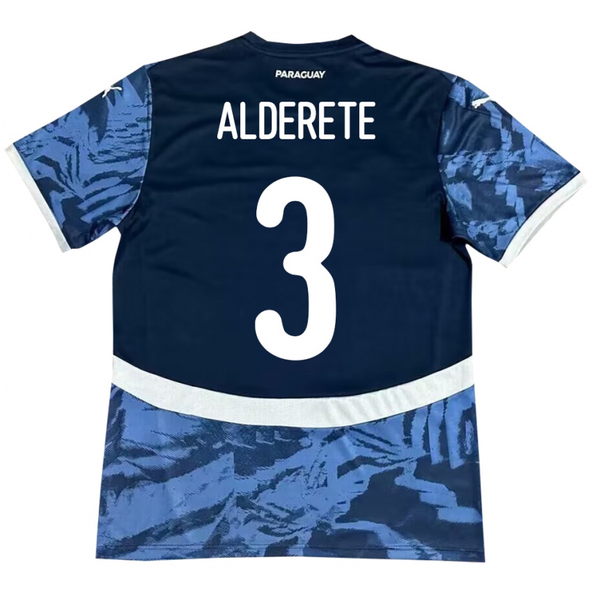 Kinder Paraguay Omar Alderete #3 Blau Auswärtstrikot Trikot 24-26 T-Shirt Belgien