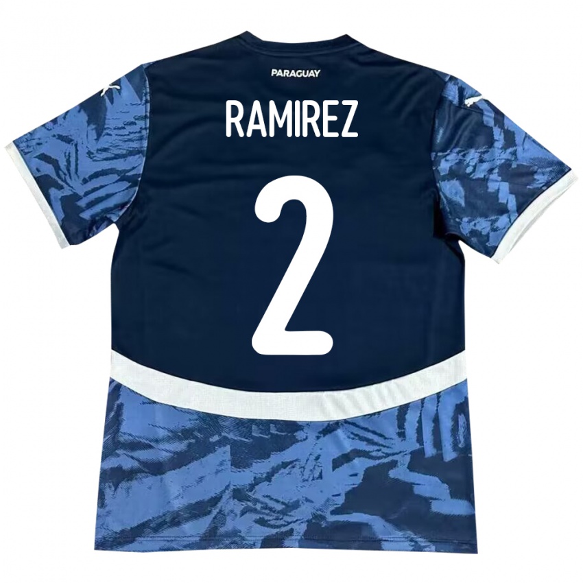 Kinder Paraguay Iván Ramírez #2 Blau Auswärtstrikot Trikot 24-26 T-Shirt Belgien