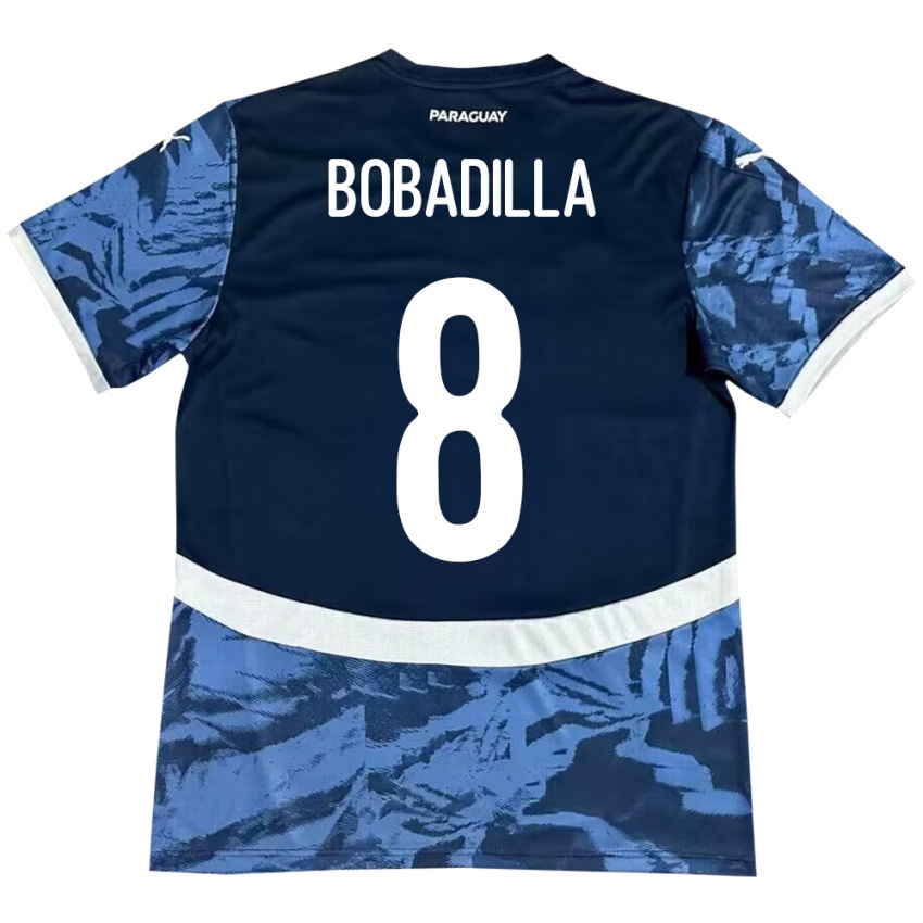 Kinderen Paraguay Damián Bobadilla #8 Blauw Uitshirt Uittenue 24-26 T-Shirt België