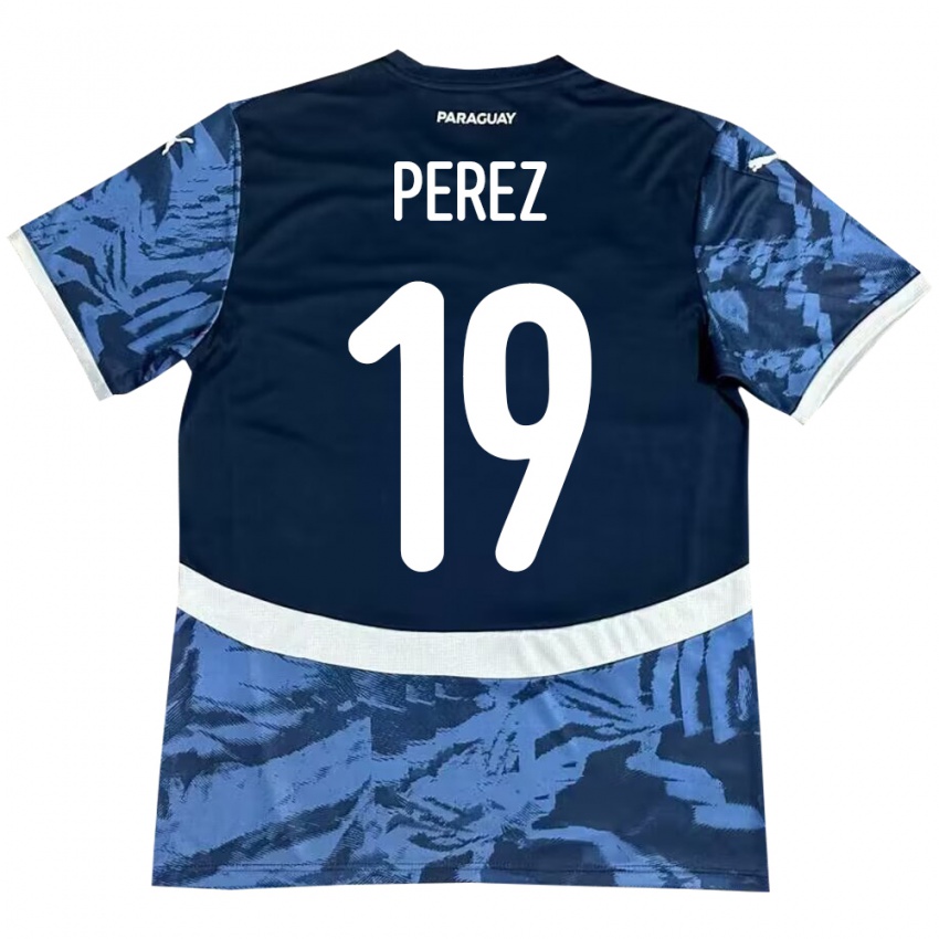 Enfant Maillot Paraguay Marcelo Pérez #19 Bleu Tenues Extérieur 24-26 T-Shirt Belgique