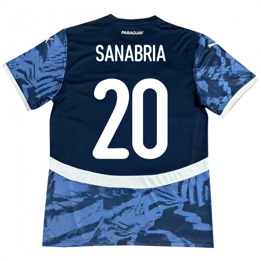 Kinder Paraguay Tobías Sanabria #20 Blau Auswärtstrikot Trikot 24-26 T-Shirt Belgien