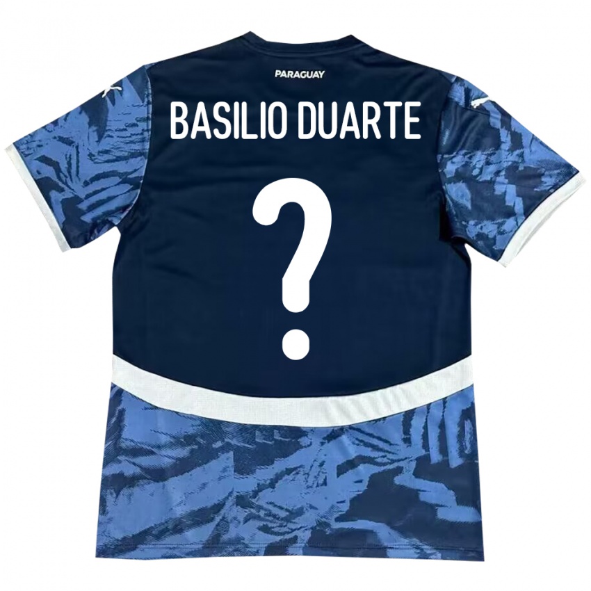 Kinder Paraguay Basilio Duarte #0 Blau Auswärtstrikot Trikot 24-26 T-Shirt Belgien