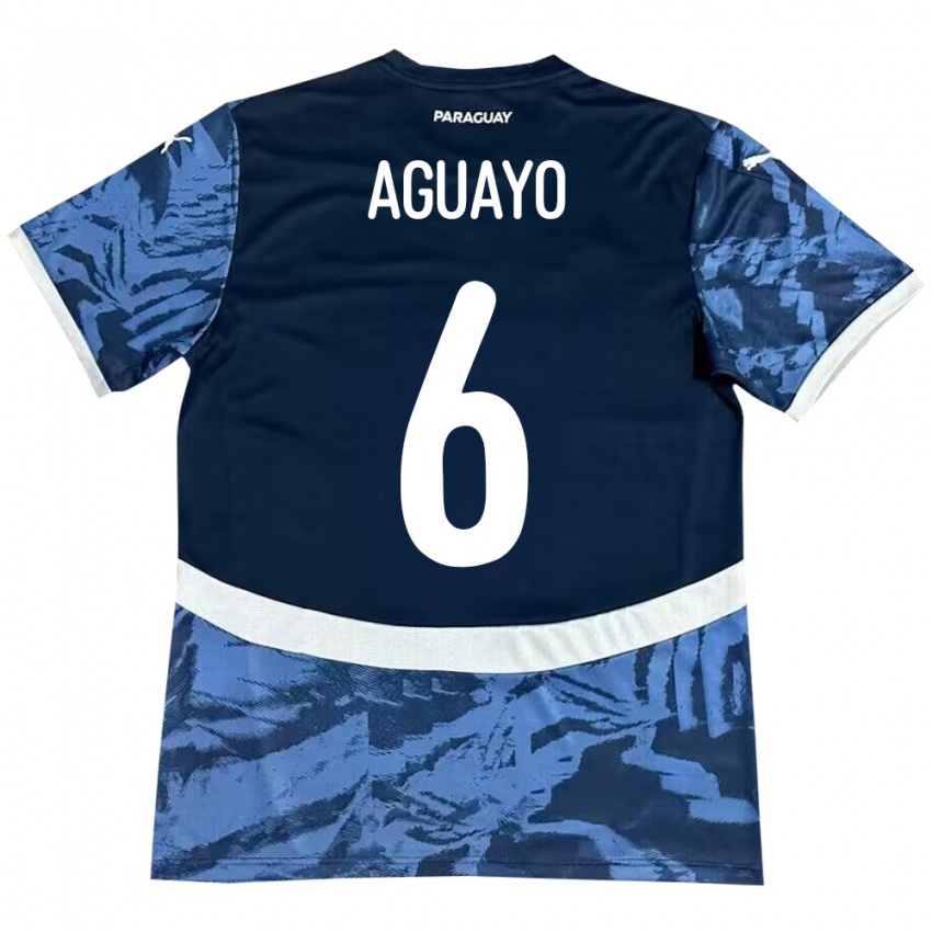 Kinder Paraguay Ángel Aguayo #6 Blau Auswärtstrikot Trikot 24-26 T-Shirt Belgien