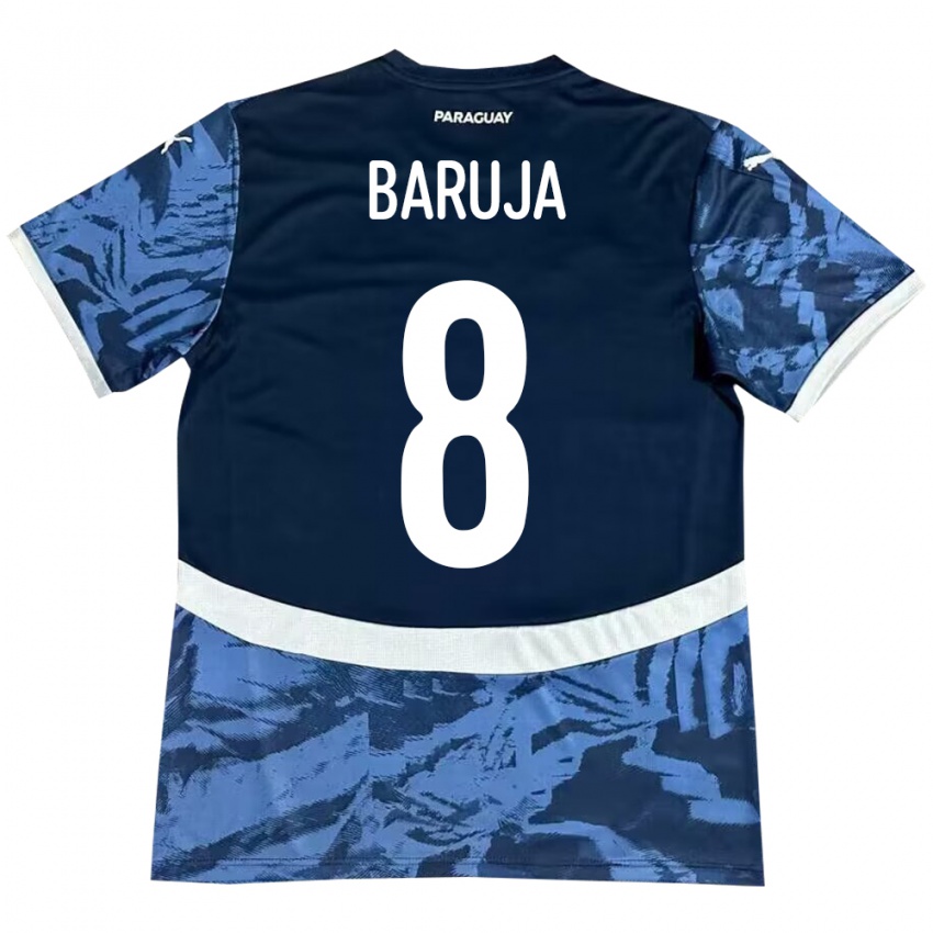 Kinder Paraguay Fabrizio Baruja #8 Blau Auswärtstrikot Trikot 24-26 T-Shirt Belgien