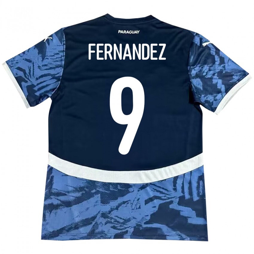 Kinder Paraguay David Fernández #9 Blau Auswärtstrikot Trikot 24-26 T-Shirt Belgien