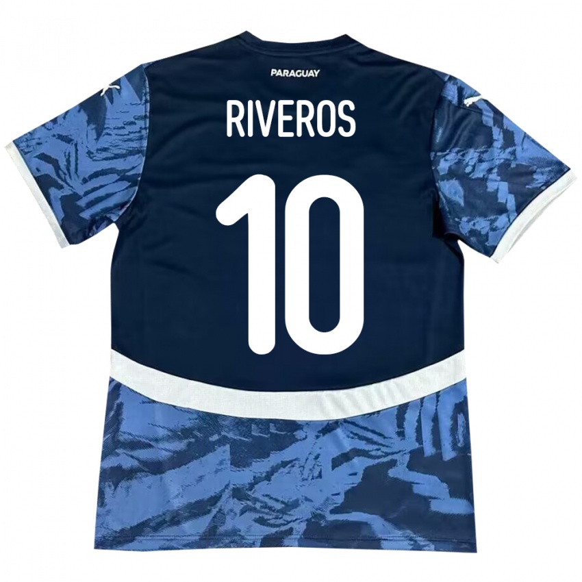 Kinder Paraguay Paulo Riveros #10 Blau Auswärtstrikot Trikot 24-26 T-Shirt Belgien