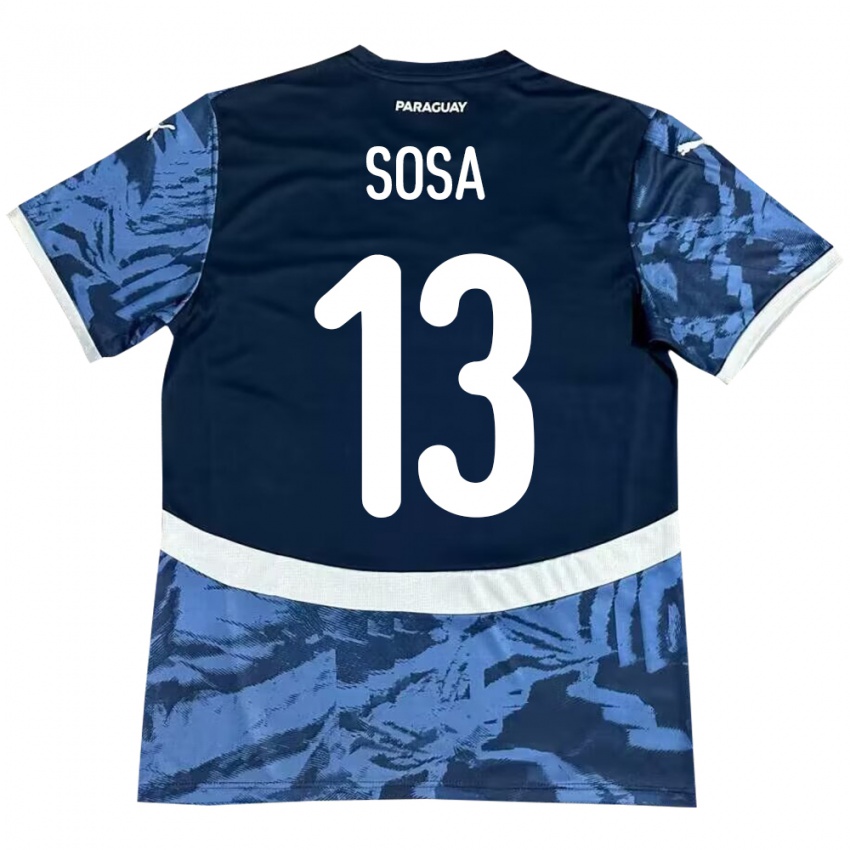 Kinder Paraguay Alex Sosa #13 Blau Auswärtstrikot Trikot 24-26 T-Shirt Belgien