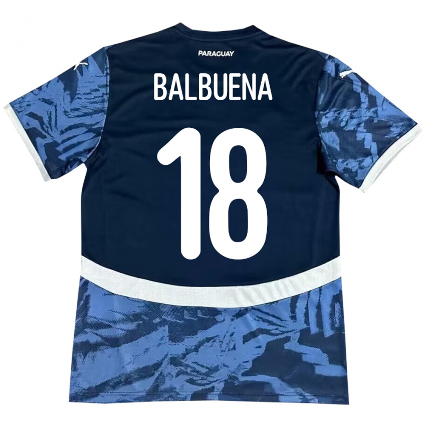 Kinder Paraguay Axel Balbuena #18 Blau Auswärtstrikot Trikot 24-26 T-Shirt Belgien