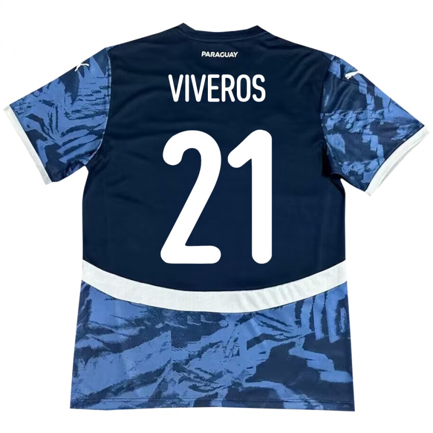 Kinder Paraguay Fernando Viveros #21 Blau Auswärtstrikot Trikot 24-26 T-Shirt Belgien