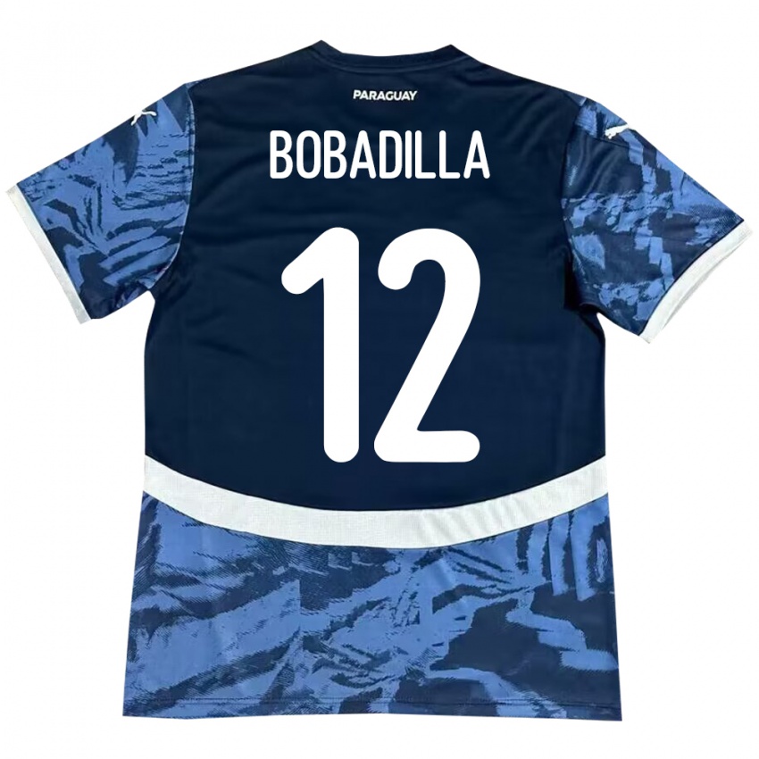 Kinder Paraguay Alicia Bobadilla #12 Blau Auswärtstrikot Trikot 24-26 T-Shirt Belgien