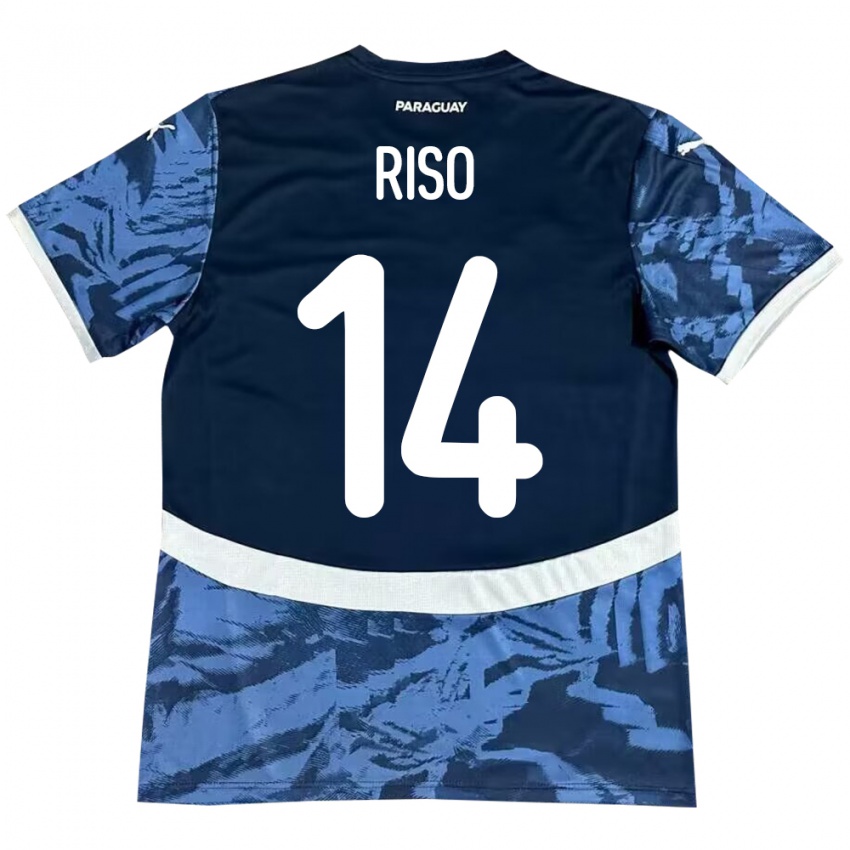 Kinder Paraguay Tania Riso #14 Blau Auswärtstrikot Trikot 24-26 T-Shirt Belgien