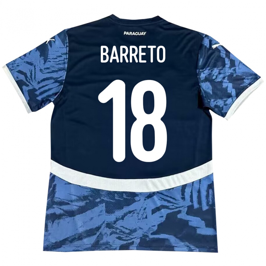 Kinder Paraguay Liz Barreto #18 Blau Auswärtstrikot Trikot 24-26 T-Shirt Belgien