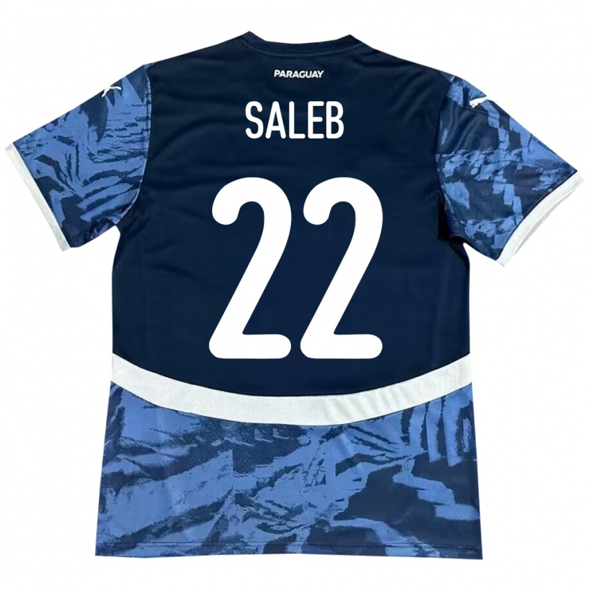 Kinder Paraguay Gloria Saleb #22 Blau Auswärtstrikot Trikot 24-26 T-Shirt Belgien